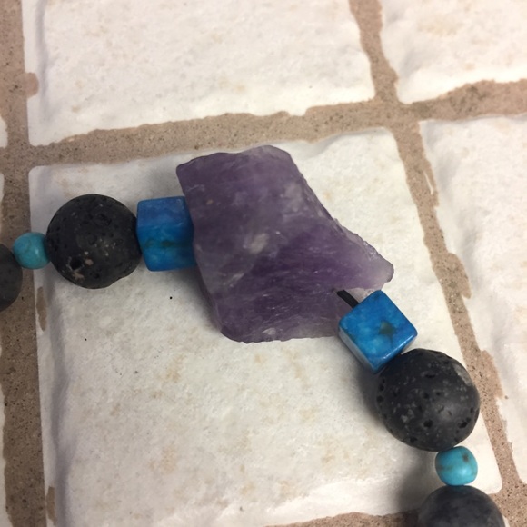 Authentic Large Amethyst Elastic Handmade Bracelet - Picture 6 of 8